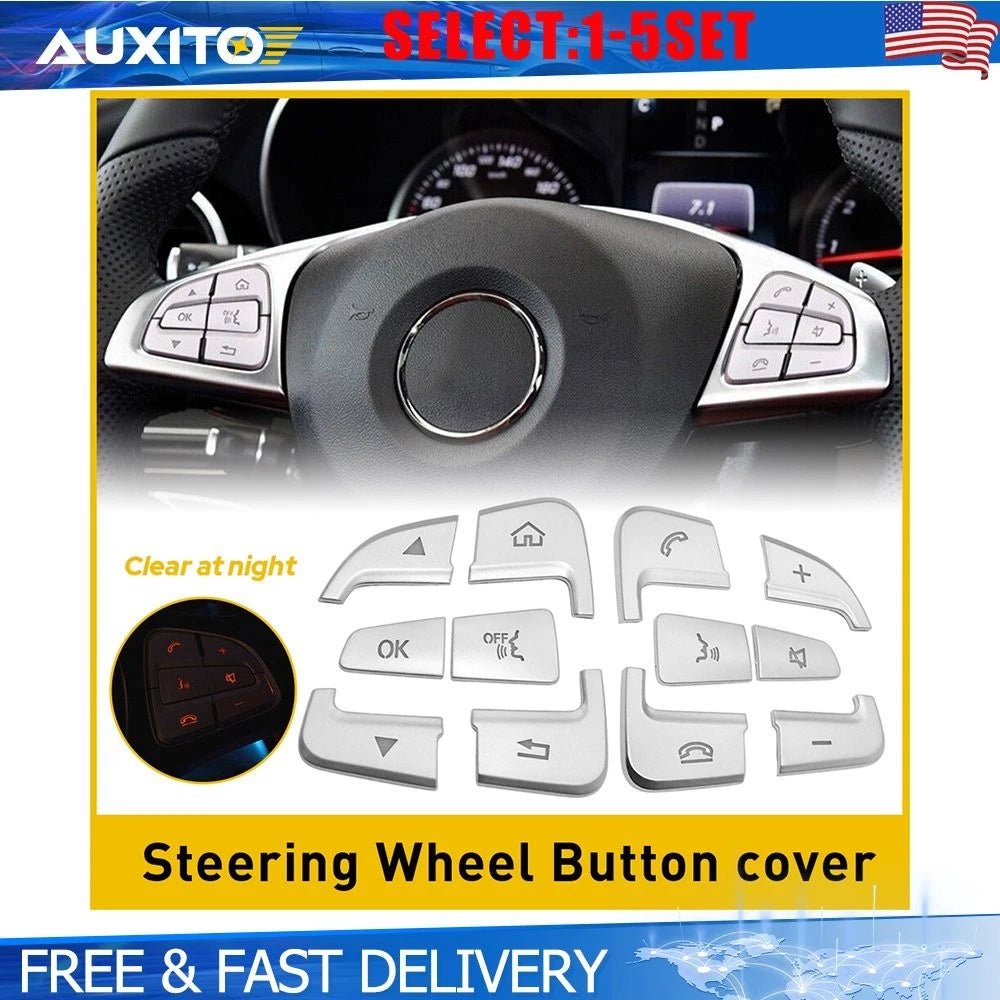 Steering Wheel Button Trim for Mercedes Benz A B C GLA GLS GLE CLS (2012–2020)
