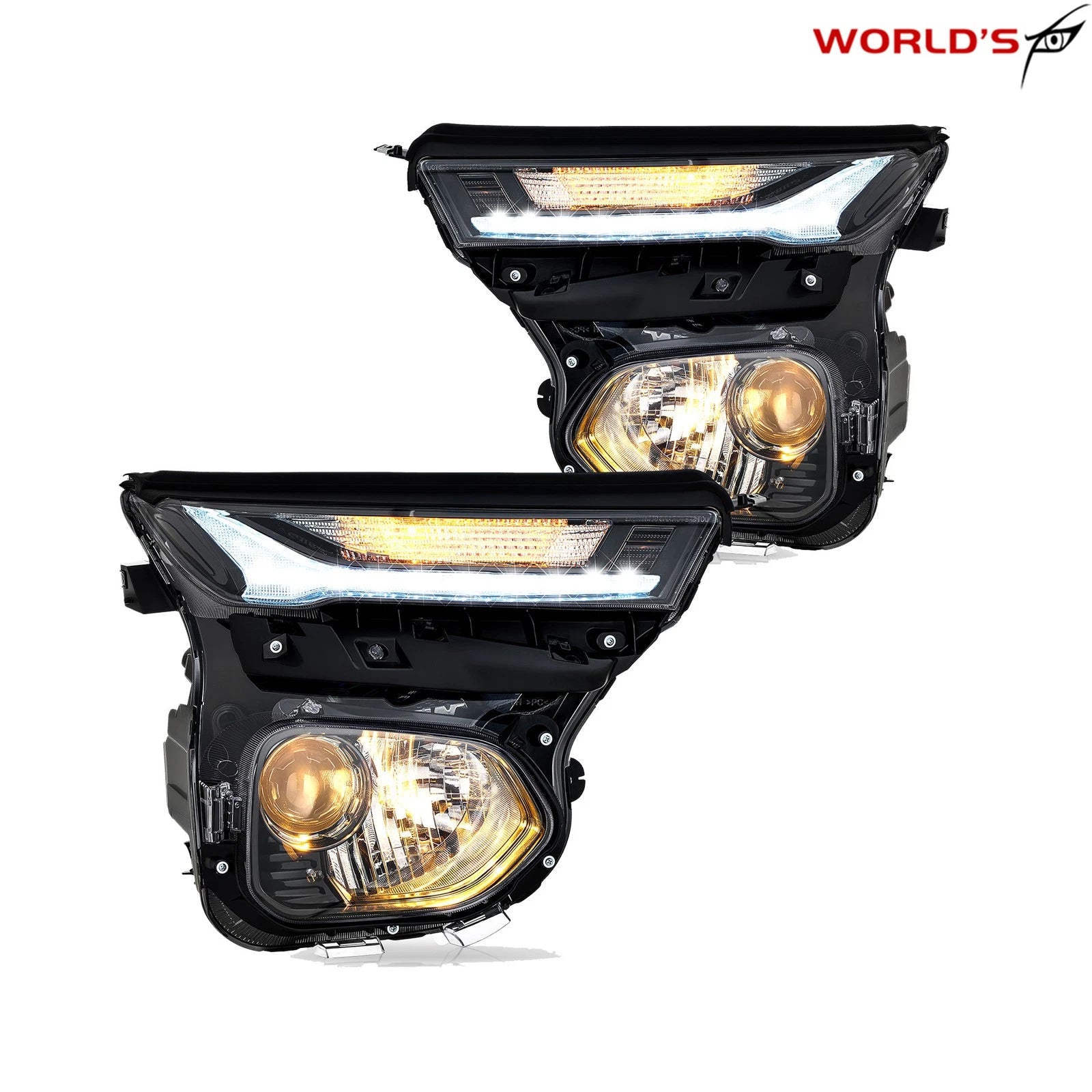 Set of 2 Headlight Halogen Projector Chrome Housing for Chevy Trailblazer