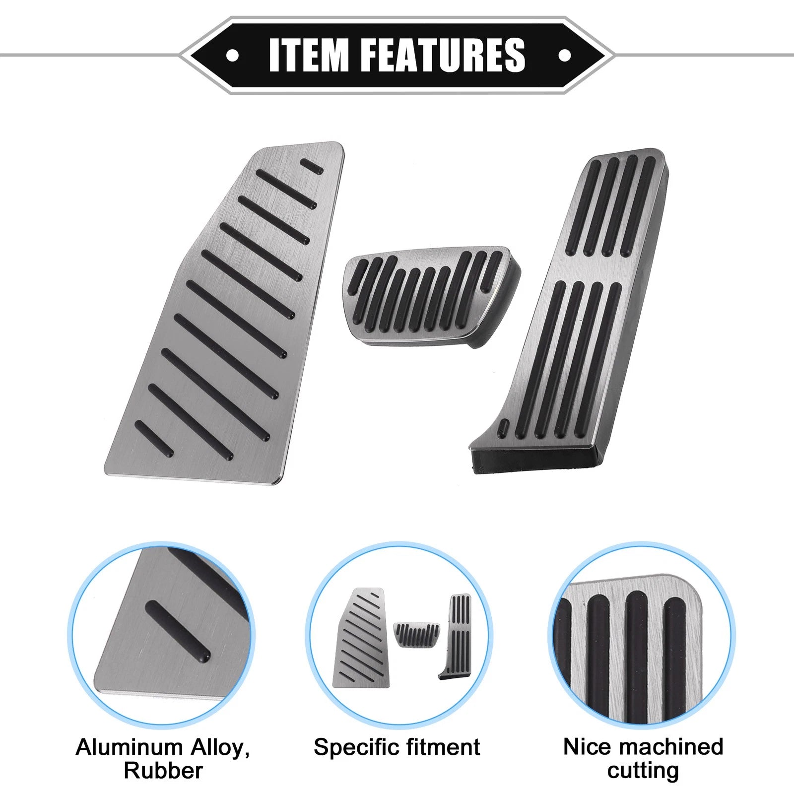 Gas Brake Footrest Pedal Pad for Toyota RAV4 (2019–2023) Aluminum Alloy Silver