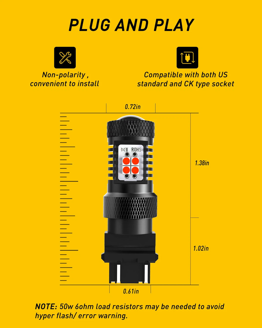 Set of 2 LED Brake Stop Tail Light Bulbs for