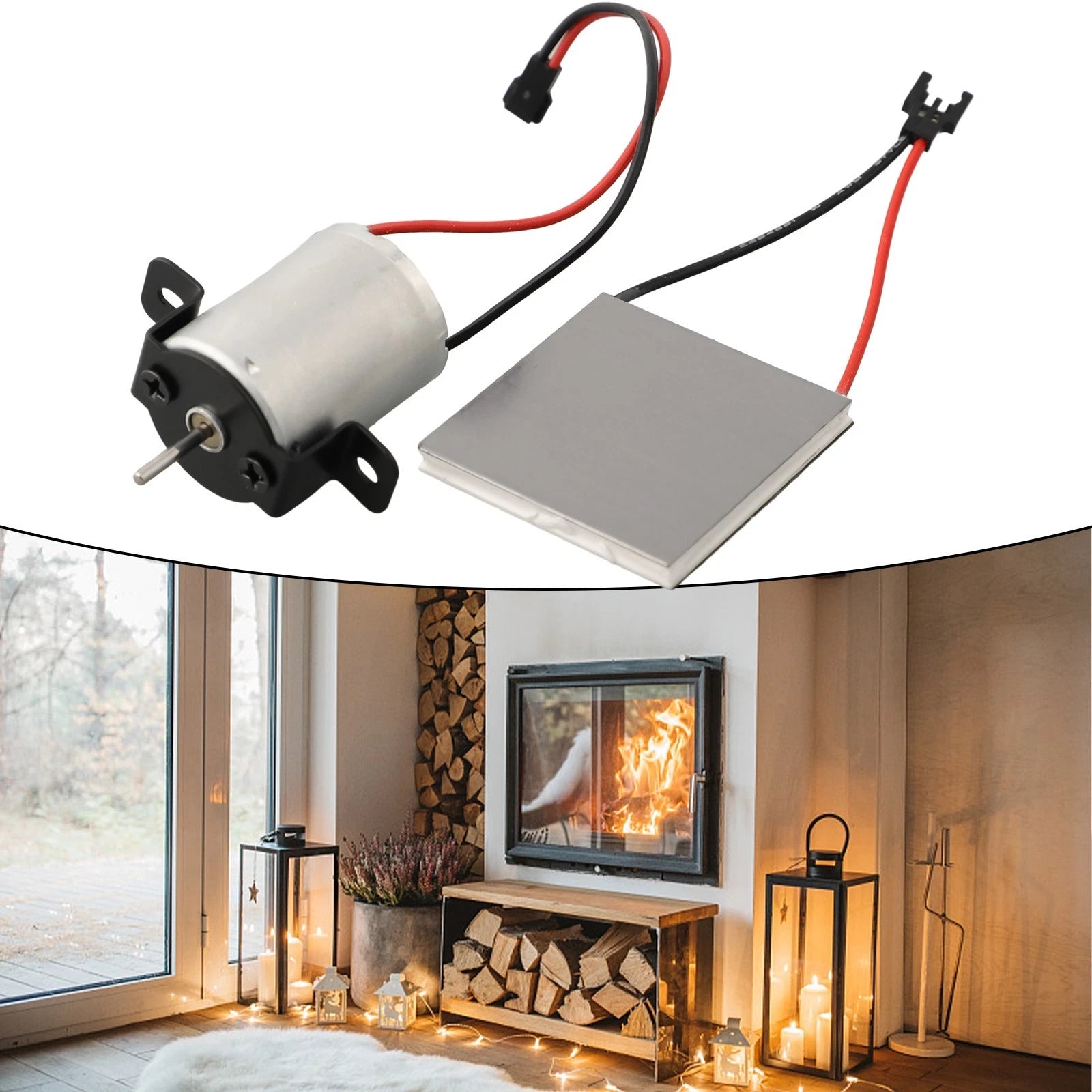 Fireplace Fan Motor & Accessories Set for Stove Blower