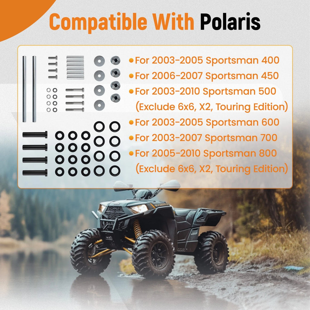 A-Arm Bushing Shafts Bolts Kit for Polaris Sportsman 400 450 (2000–2014)