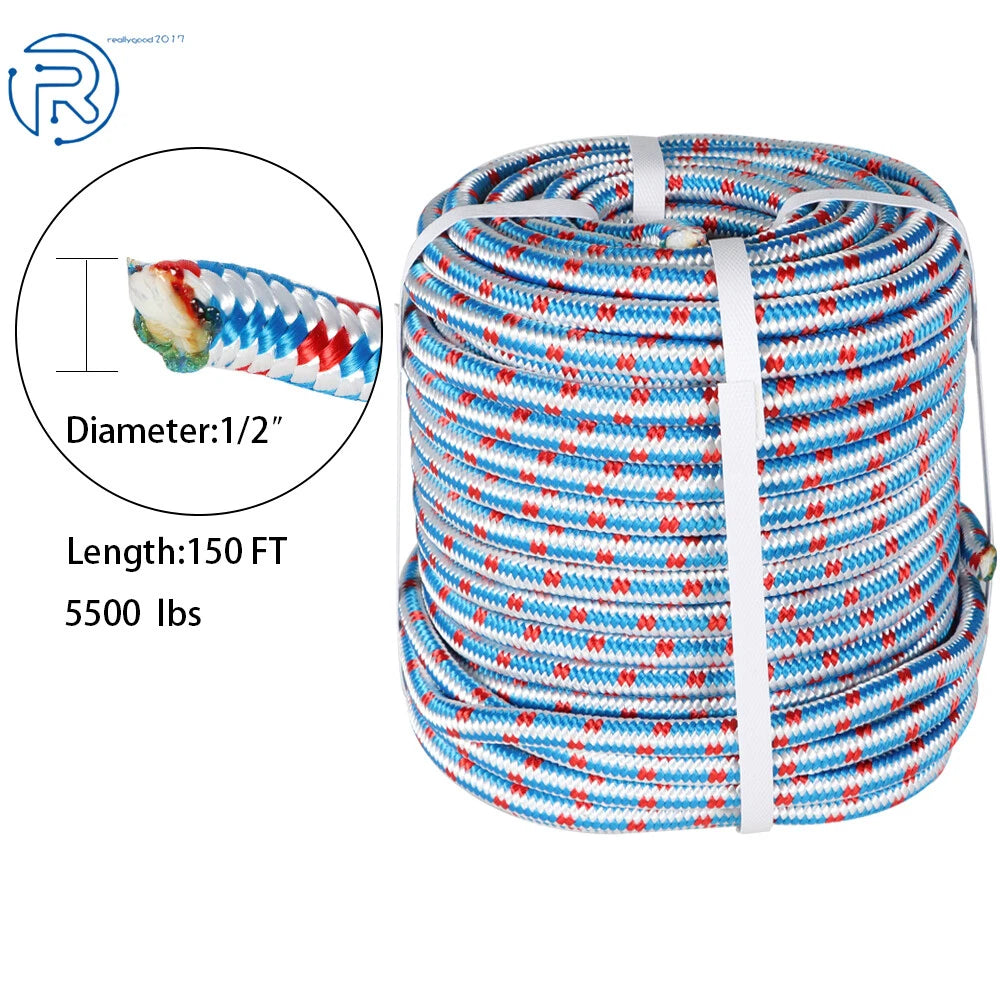 16 Strand Braided Arborist Tree Rope 1/2" x 150FT for Rigging