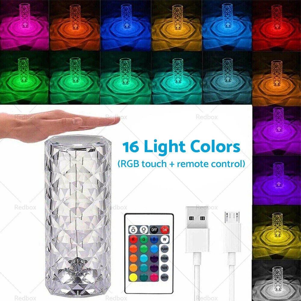 Crystal Table Lamp for USB 3/16 Color LED
