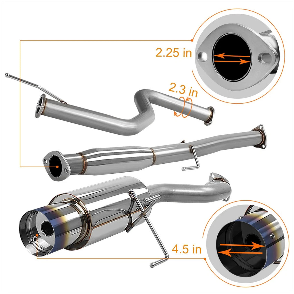 4.5" Burnt Tip Muffler Catback Exhaust System for Honda Civic Coupe/Sedan (1992–2000)