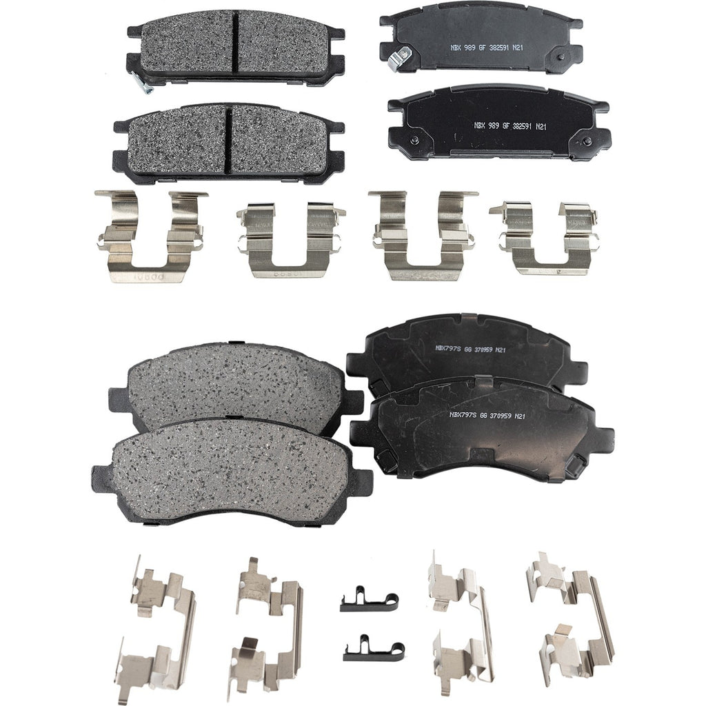Set of 4 Semi-Metallic Brake Pads for Subaru Legacy (1997–1999)