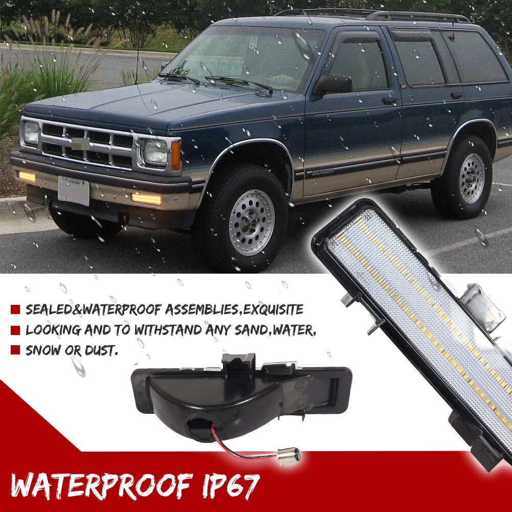 Clear Switchback LED Parking Signal Lights for Chevy S-10 / GMC S-15 (1983–1993)