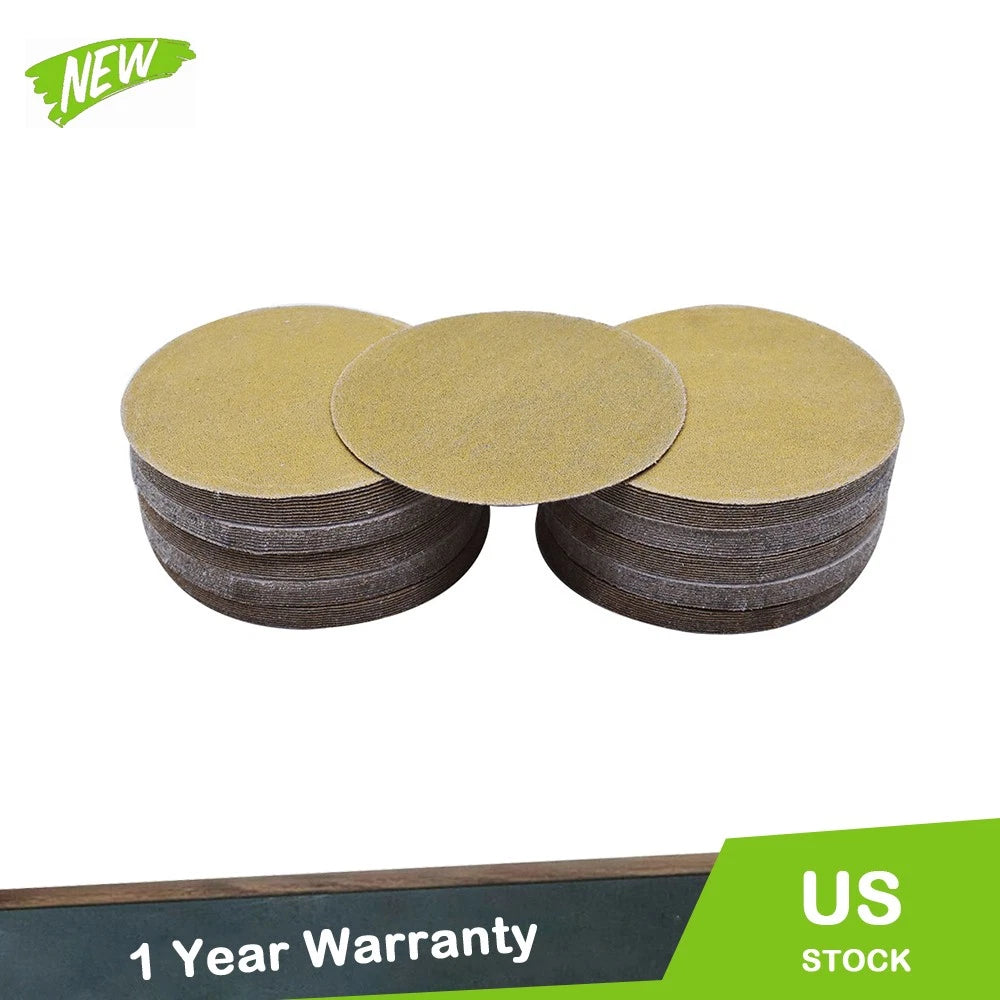 100 Pack Sanding Discs 5 Inch 240 Grit Hook Loop Pads NO-Hole