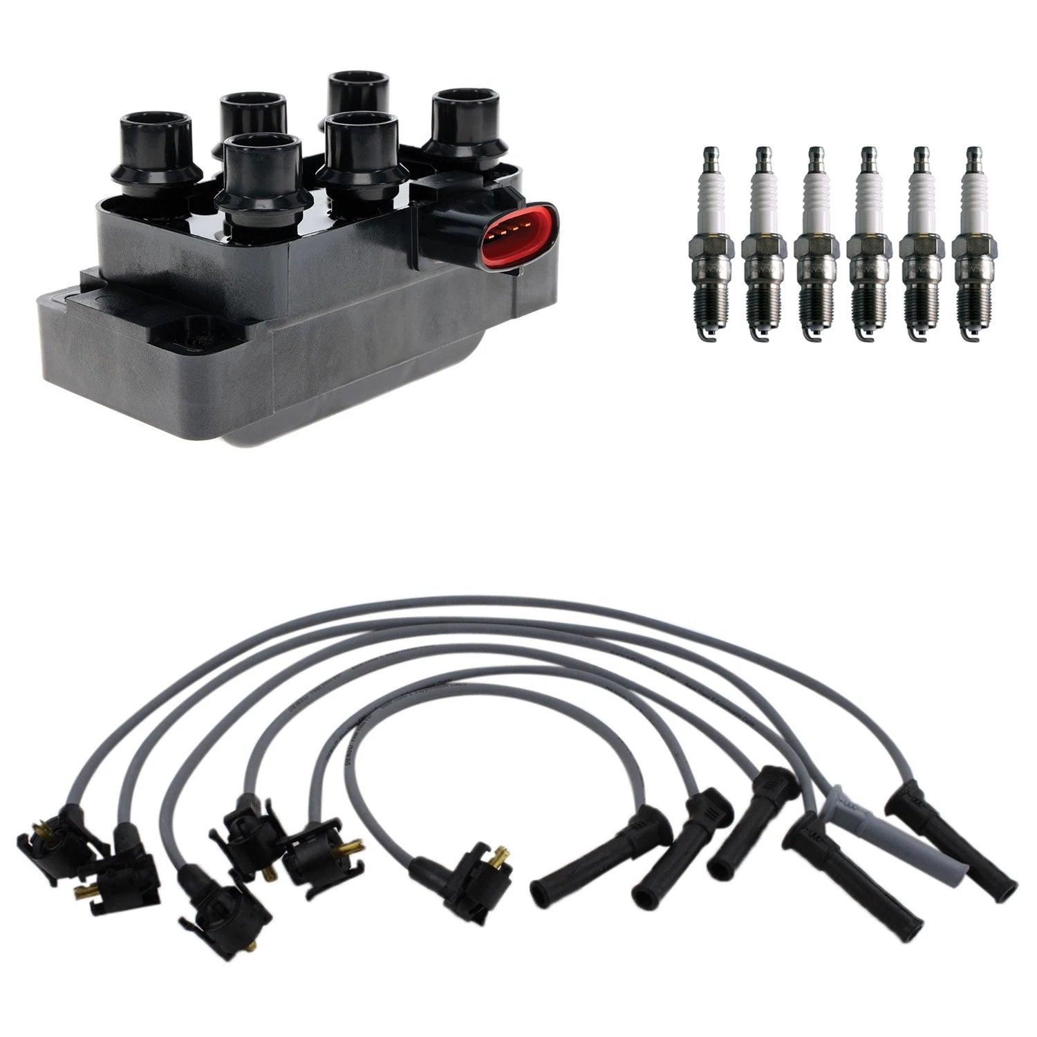 Ignition Coil & Denso 6 U-Groove Spark Plug Wire Set for Explorer (1991–2001)