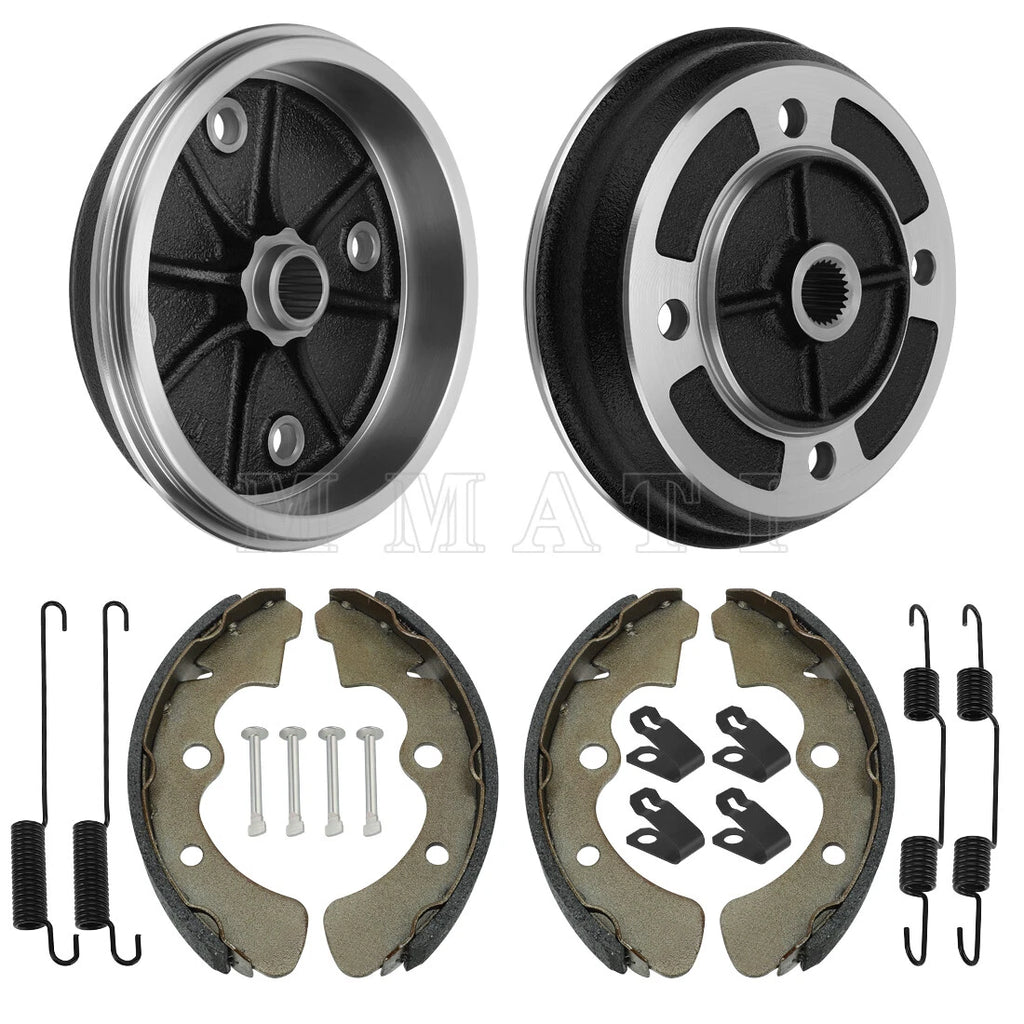 2X Front Wheel Brake Drum Hub & Brake Shoes for Kawasaki KAF540 Mule (2020-2030)