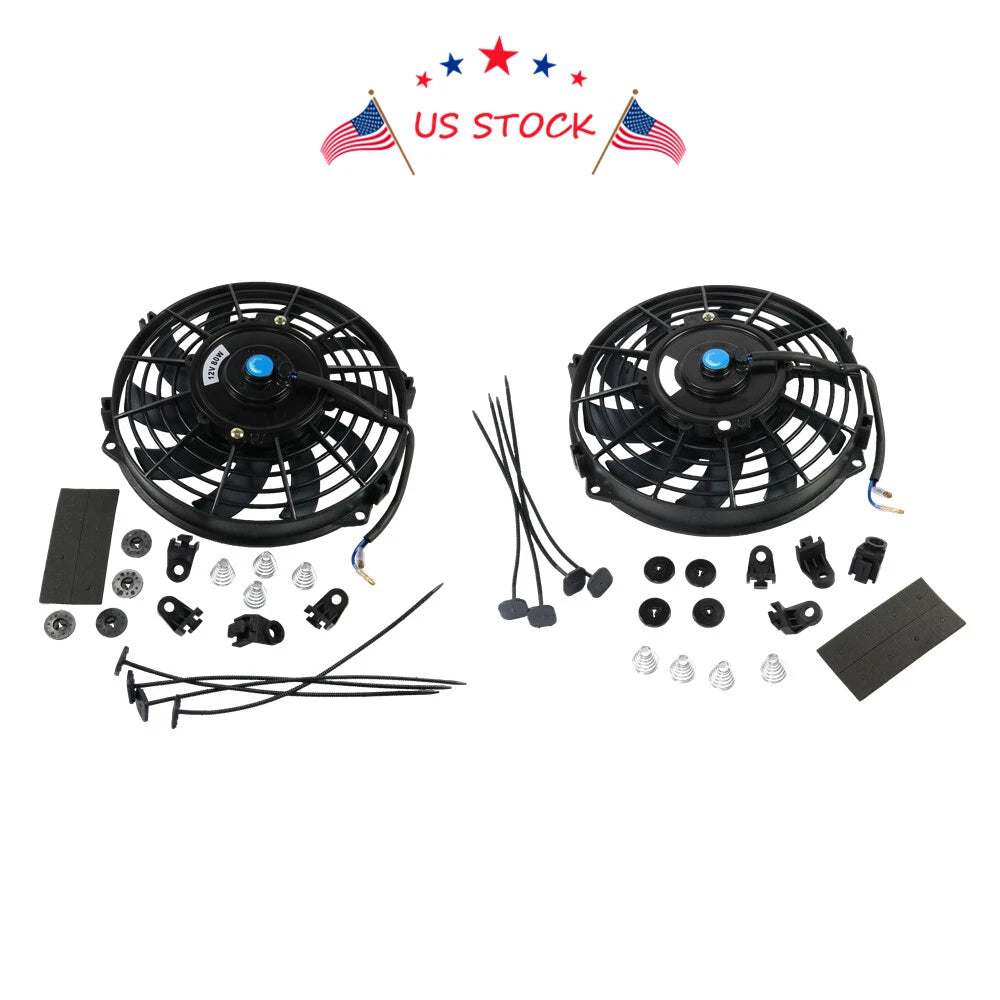 Set of 2 Slim Electric Radiator Cooling Fans 9" Universal