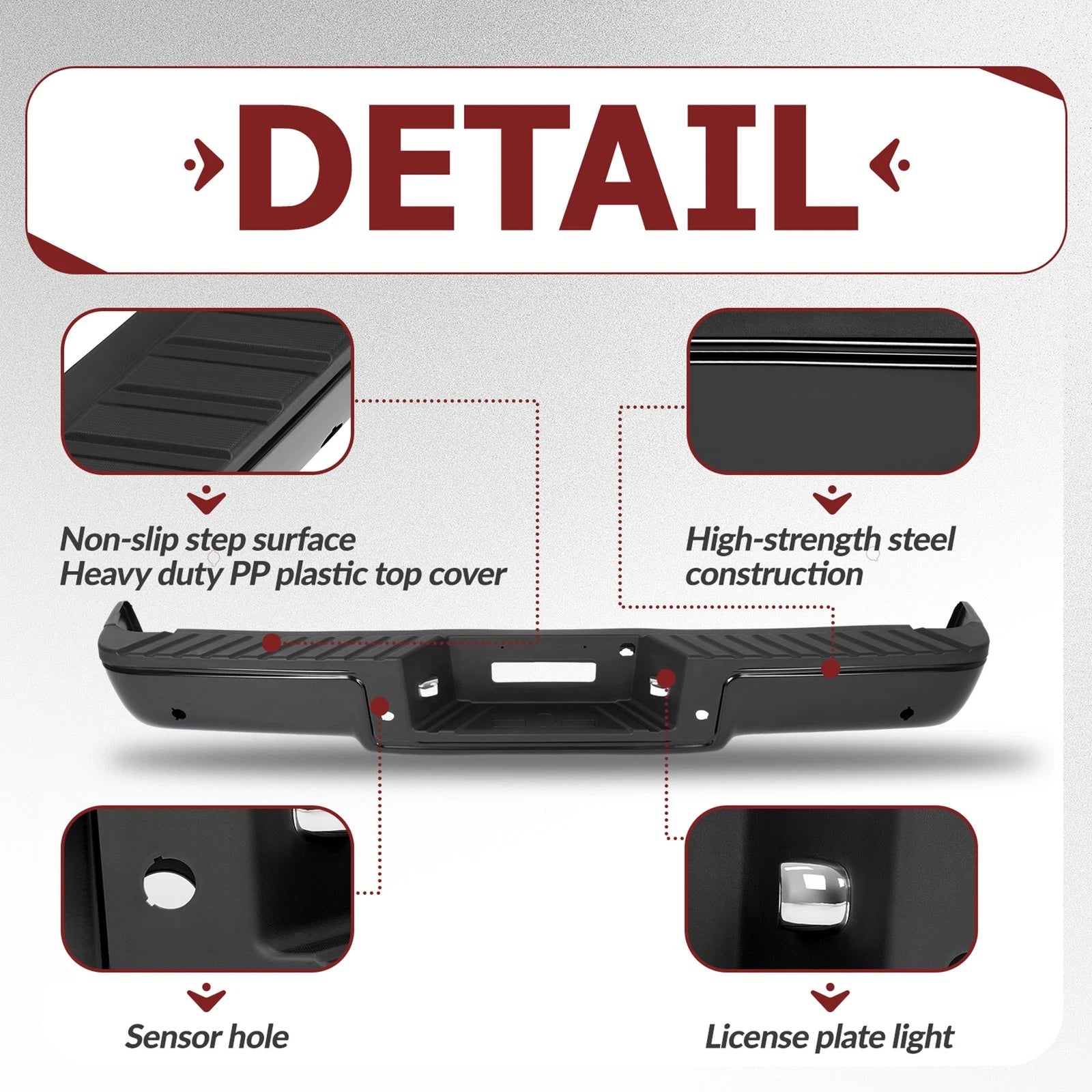 Rear Step Bumper Assembly for Ford F-150 (2006–2008) with Sensor Holes