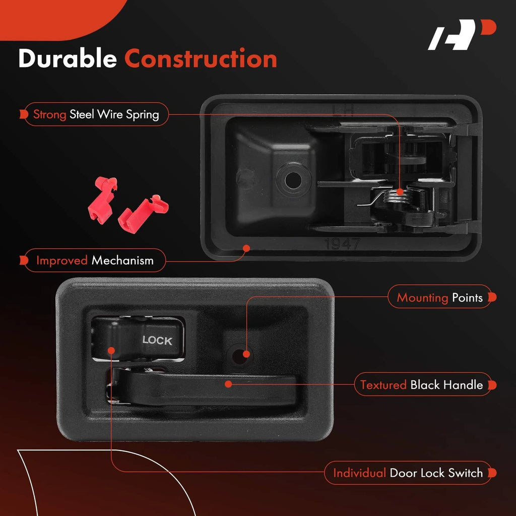 2X Front Black Interior Door Handle for Jeep Wrangler TJ (2003-2006)