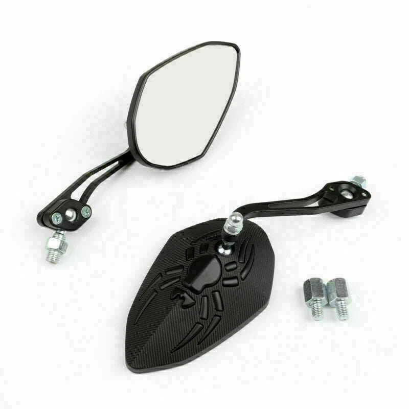 Universal 8mm 10mm Motorcycle Rear View Side Mirrors Black