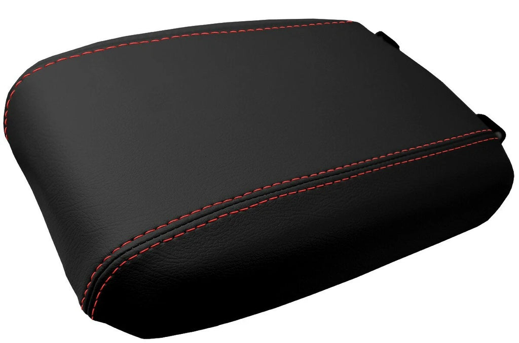 Console Lid Pull Over Cover Leather for Toyota Tacoma (2016–2019) Red Stitch
