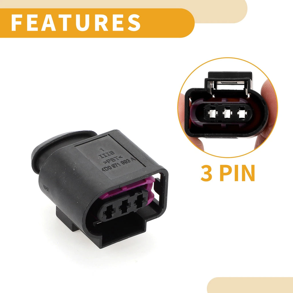 3 Pin Fuel Rail Pressure Sensor Connector Plug for Audi 