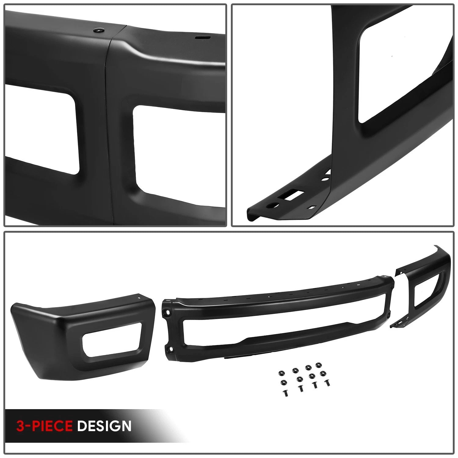 Front Bumper for Ford F250 F350 Super Duty (2017–2019) OE W/Foglight Holes Black