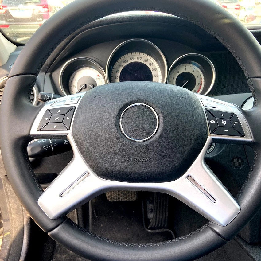 Chrome Steering Wheel Trim Cover for Mercedes W204 W212 W218 C218 (2011–2014)