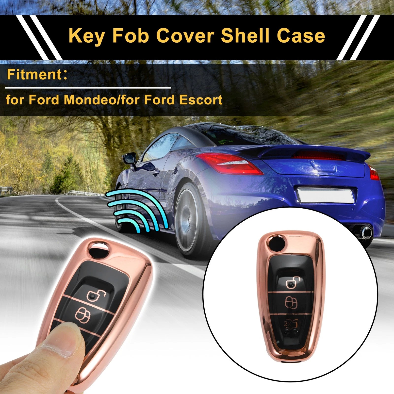 Rose Gold TPU Silicone Key Case for Ford Mondeo (2000–2007)