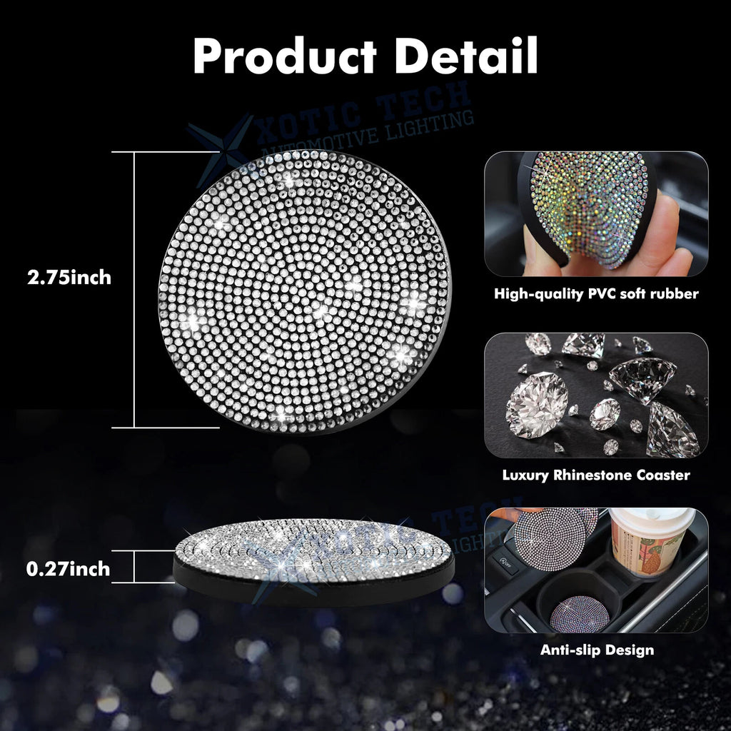 Bling Car Cup Holder Coasters Engine Start Button Ring Cover Decoration for Universal (2000-2025)