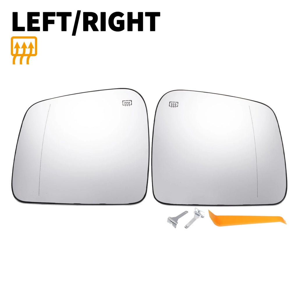 Pair Heated White Mirror Glass for Jeep Dodge (2014–2019)