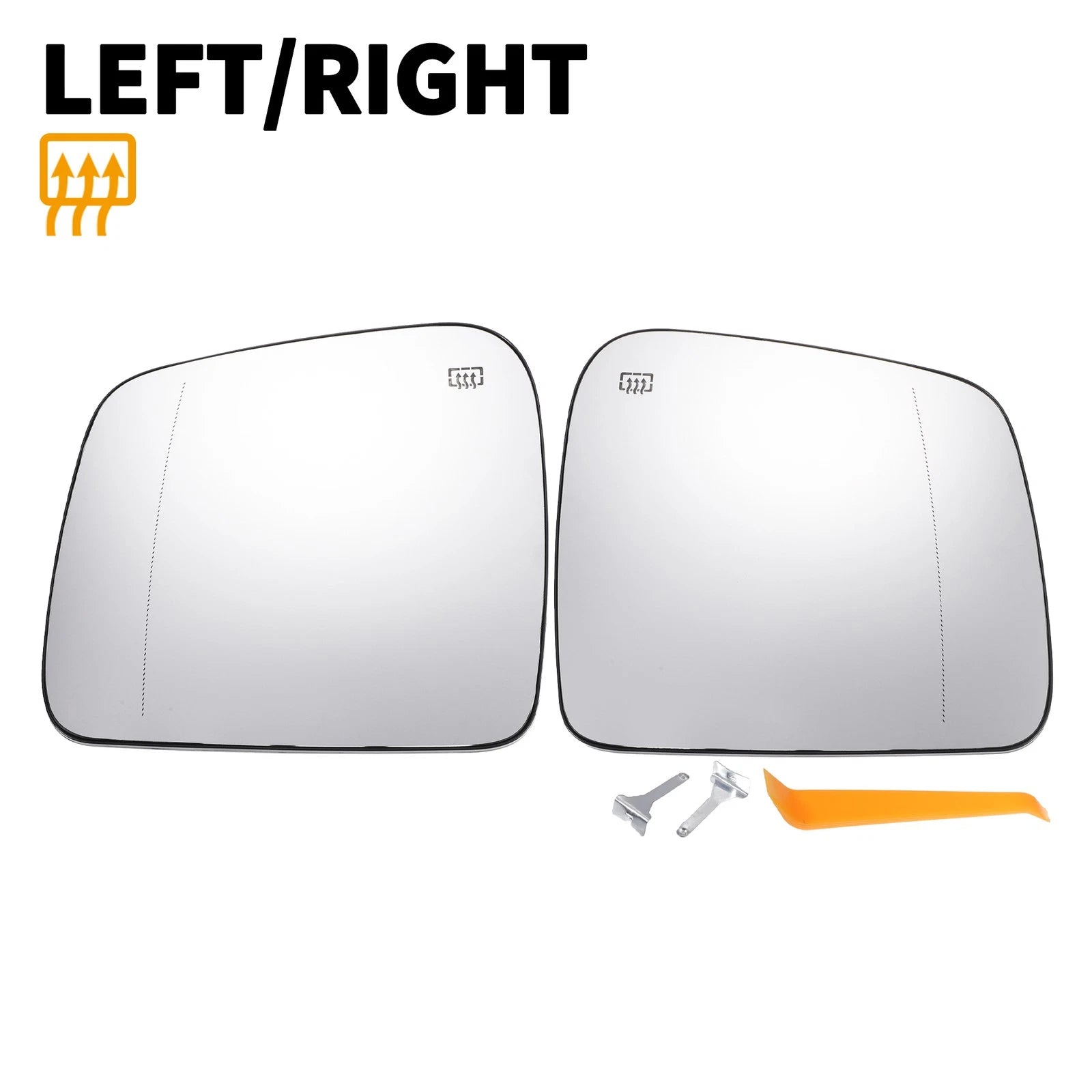 Pair Heated White Mirror Glass for Jeep Dodge (2014–2019)