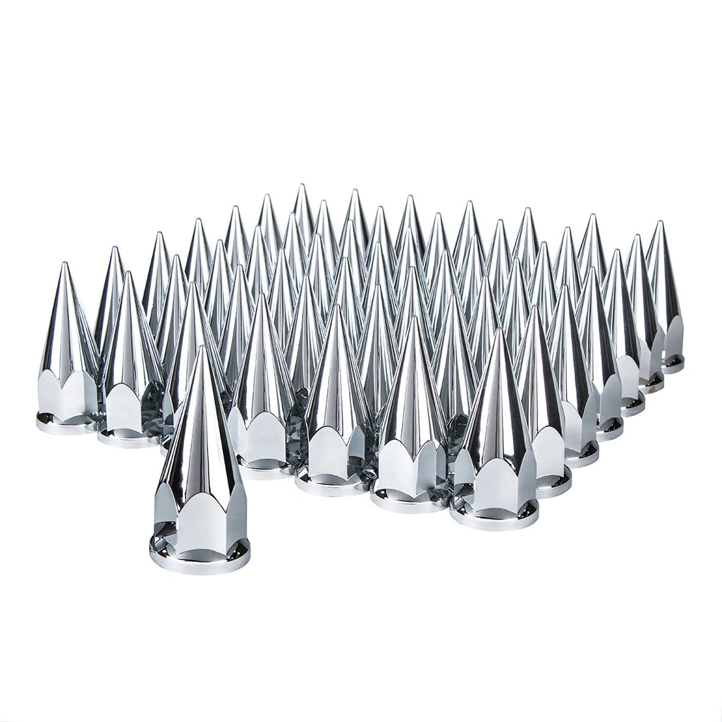 Chrome Spike Lug Nut Covers 33mm Push On Front for Jeep Wrangler (2007–2024)