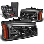 Set of 2 Black/Amber Signal Upper Headlight Lamps for Chevy Silverado (2003–2006)