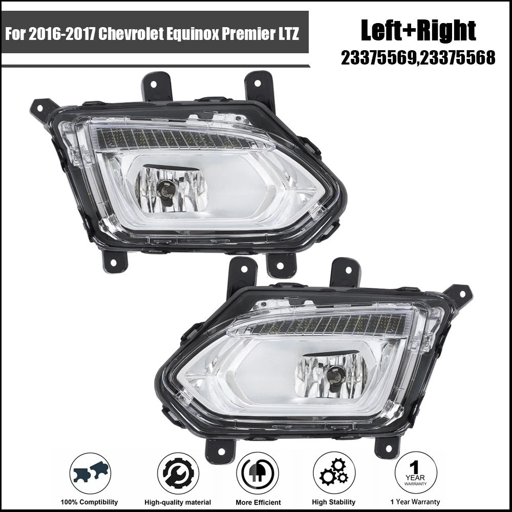 Fog Lights for Chevrolet Equinox (2016–2017) Chrome Halogen LH RH Set