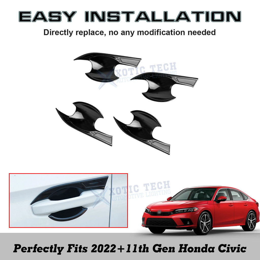Gloss Black Door Handle Bowl Panel Cover Trim for Honda Civic (2022-2026)