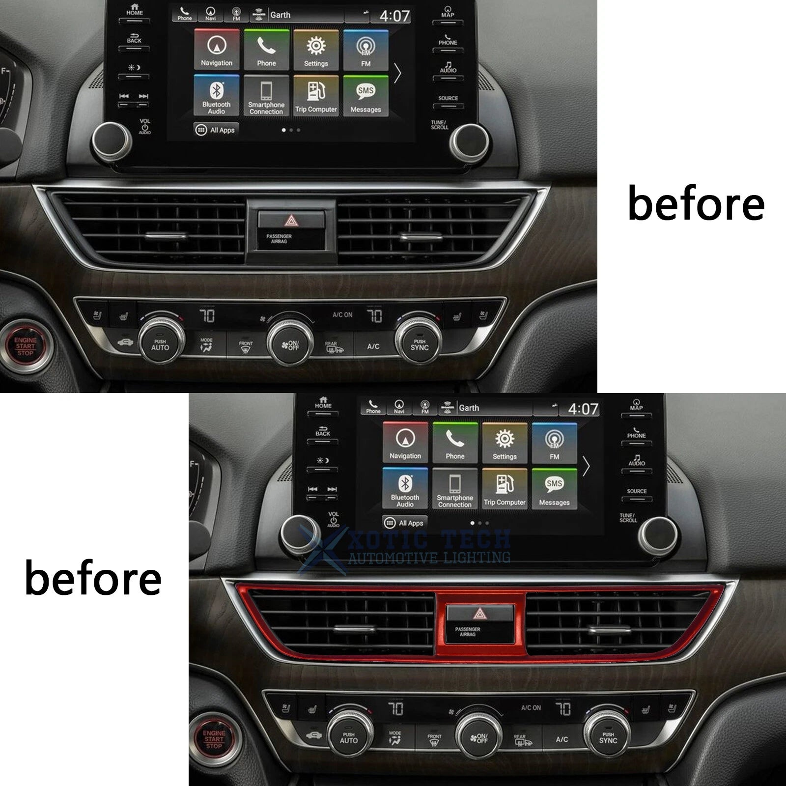Center Dashboard Air Vent Outlet Trim for Honda Accord (2018-2022)