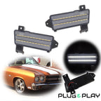 Clear Lens White LED Front Side Marker Lights for Chevy Chevelle El Camino (1970)