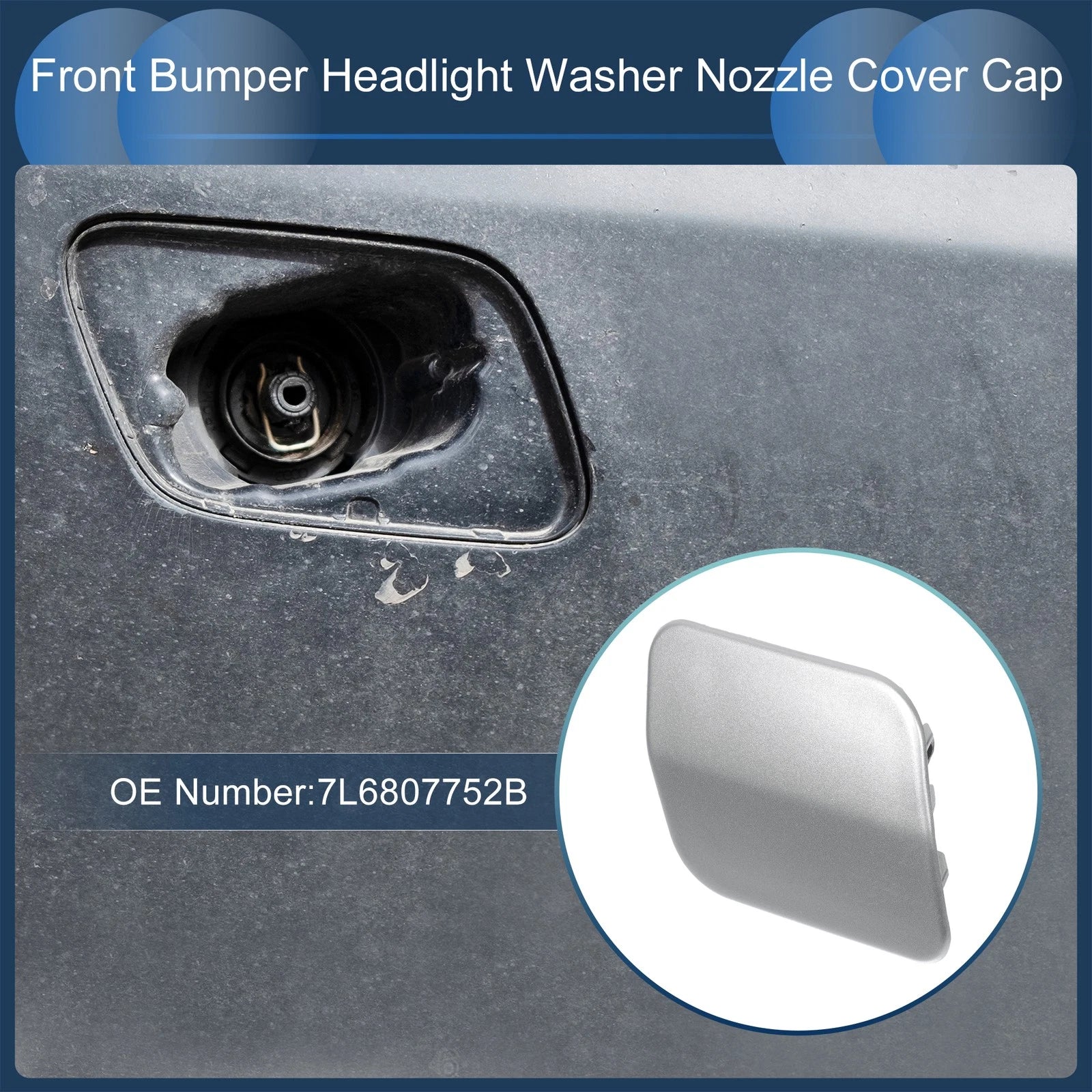 Front Right Washer Nozzle Cover Cap for Volkswagen Touareg (2007–2010) Silver Tone