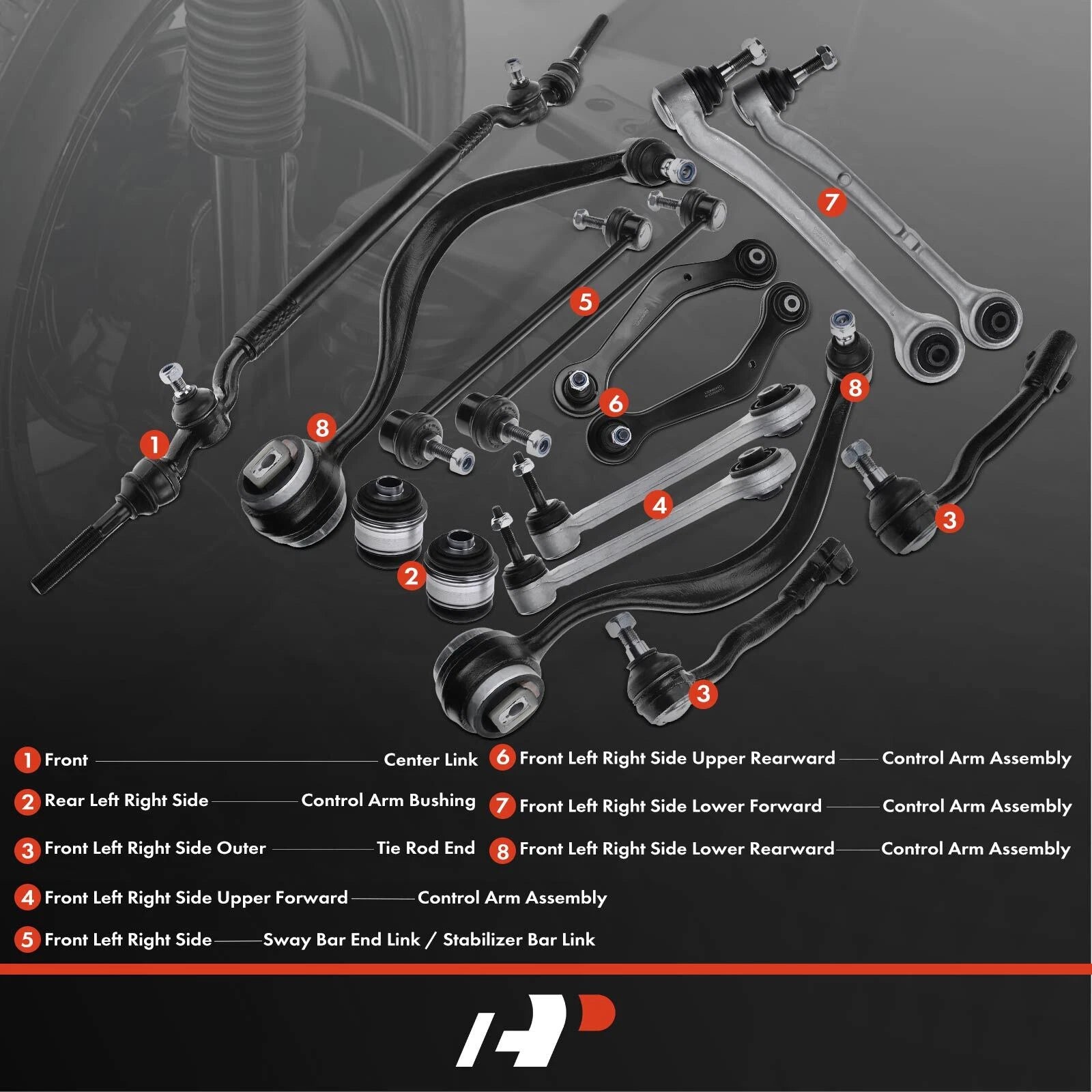 Set of 15 Control Arm Ball Joints for BMW E38 740i (1995–2001)