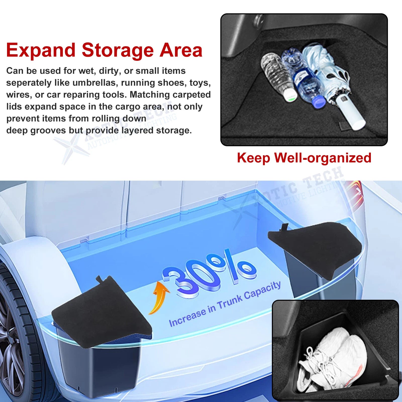 Trunk Side Storage Box for Tesla Model Y (2022-2025)