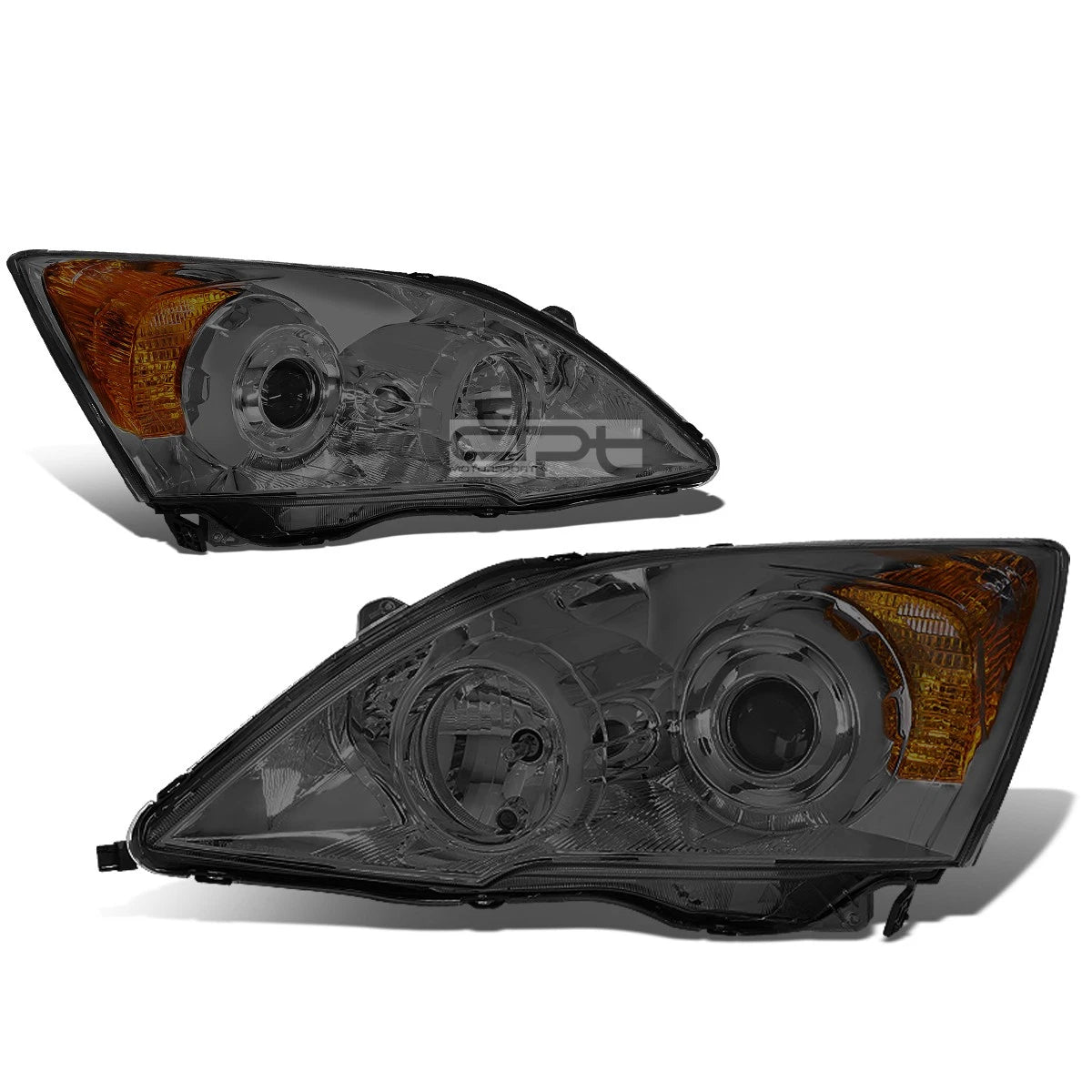 Smoked Housing Amber Corner Projector Headlight Set for Honda CRV (2007–2011)