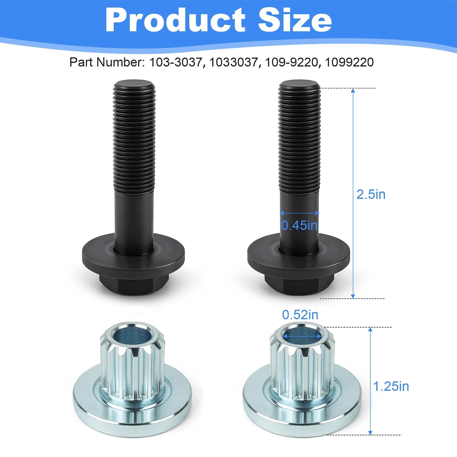 Set of 2 Splined Bushing Screw Kit for Exmark Lazer Z (103-3037, 109-9220)