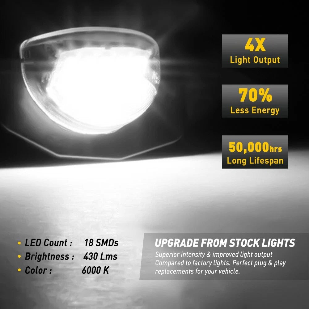 Full LED License Plate Lights for Toyota Sienna (2011–2020) & Corolla (2009–2013)