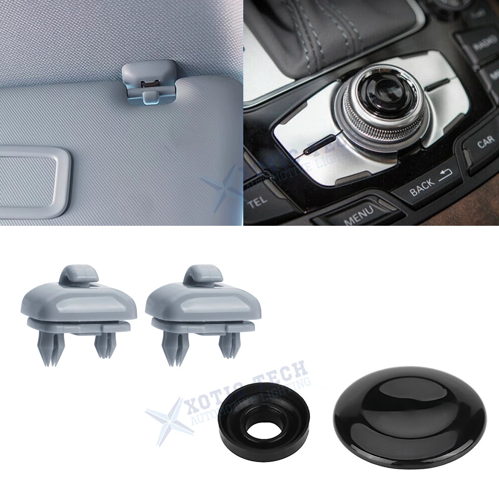 Sun Visor Hook Bracket with Navigation Control Button Cover for Audi (2017–2025)