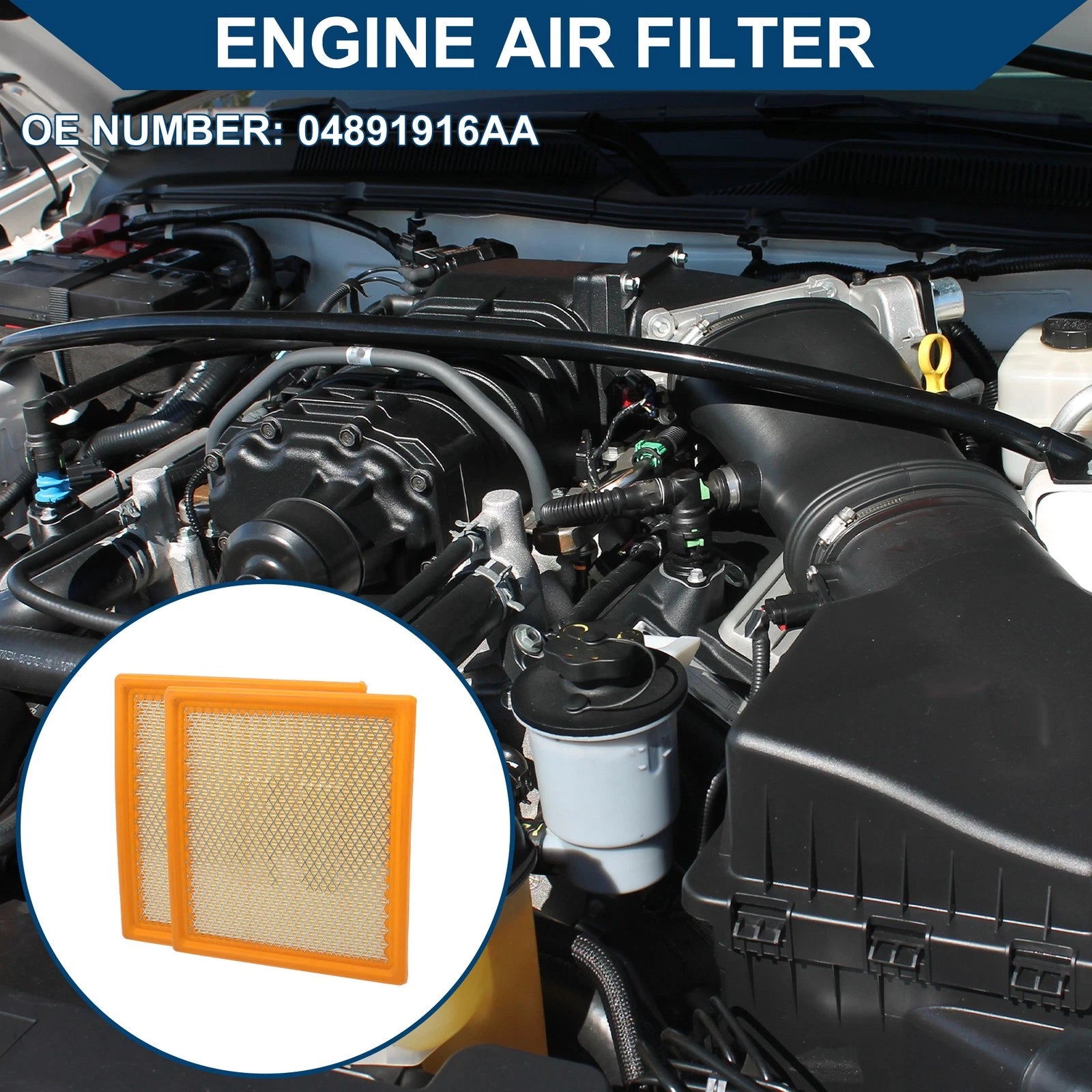 Set of 2 Engine Air Filters No. 04891916AA for Dodge Journey (2009–2020)