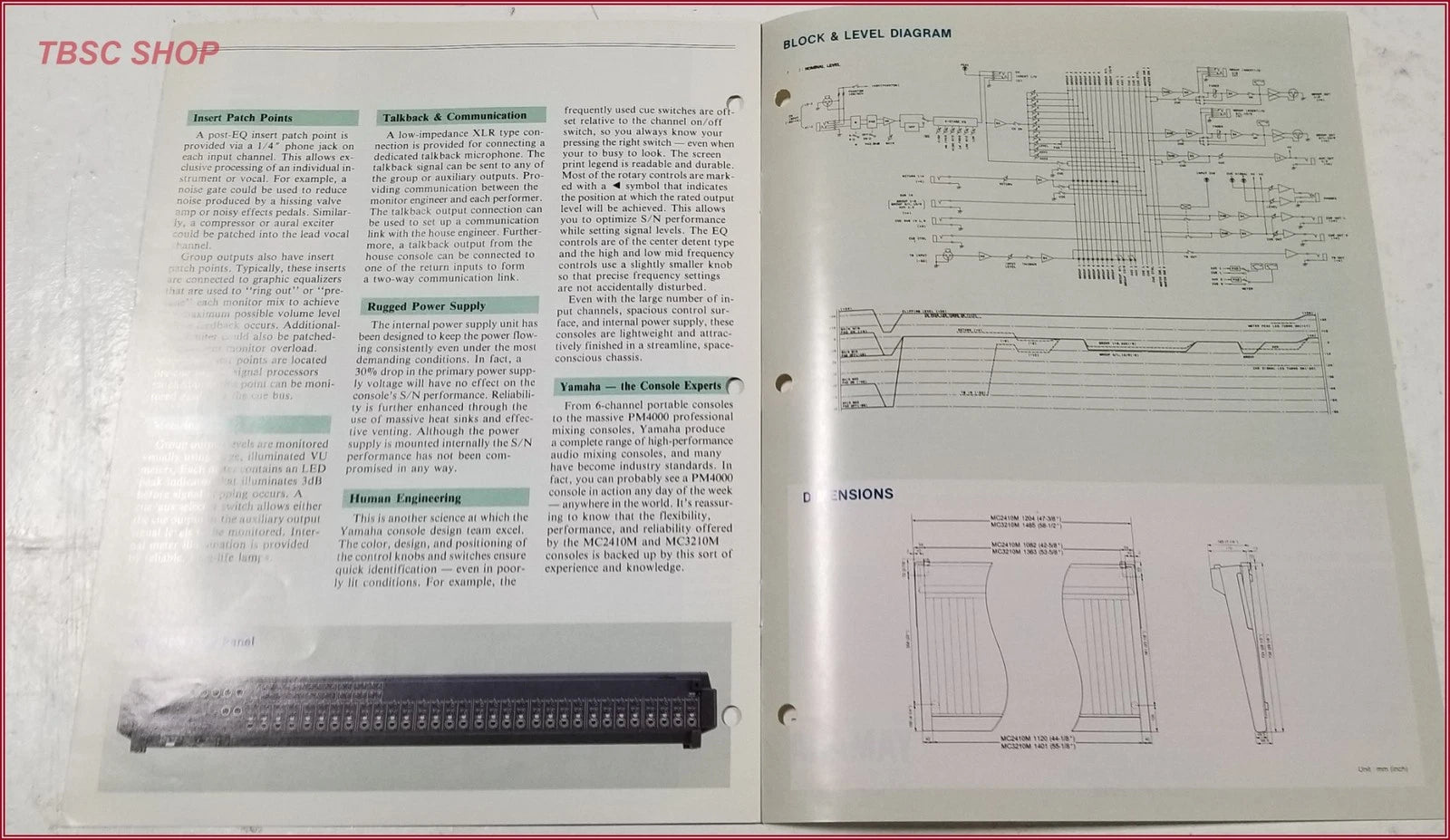 Yamaha MC2410M MC3210M Monitor Mixing Consoles Sales Brochure