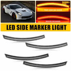 Set of 4 LED Side Marker Lights for Chevy Corvette C7 (2014–2019) RED/Amber Clear
