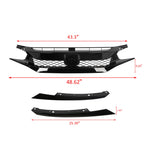 Front Grille for Honda Civic (2019–2021) Type-R Style Black Mesh