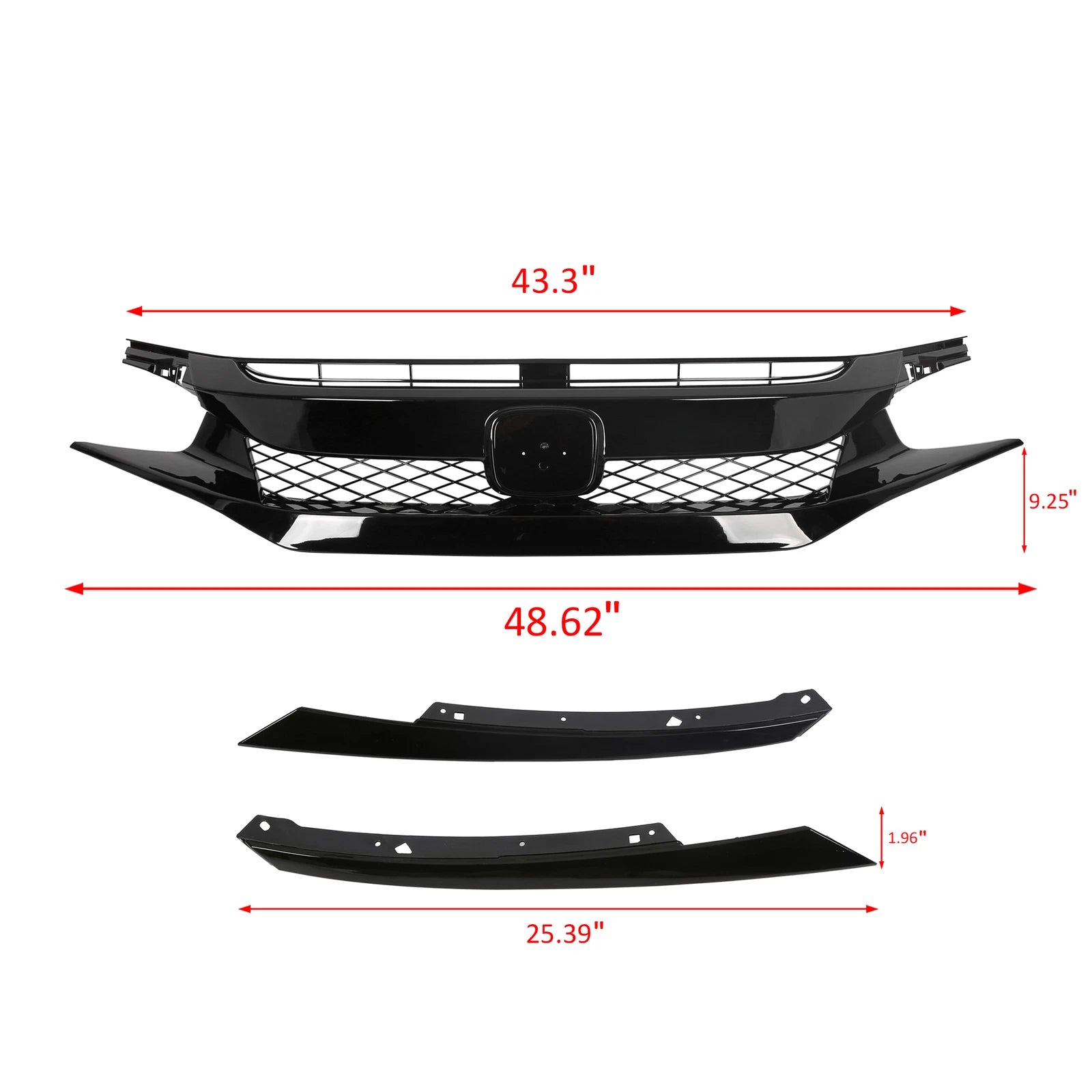 Front Grille for Honda Civic (2019–2021) Type-R Style Black Mesh