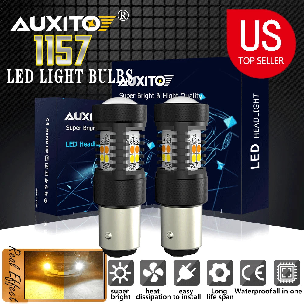 2X LED Turn Signal Light Bulbs for AUXITO (Dual 6000K White/3000K Amber)