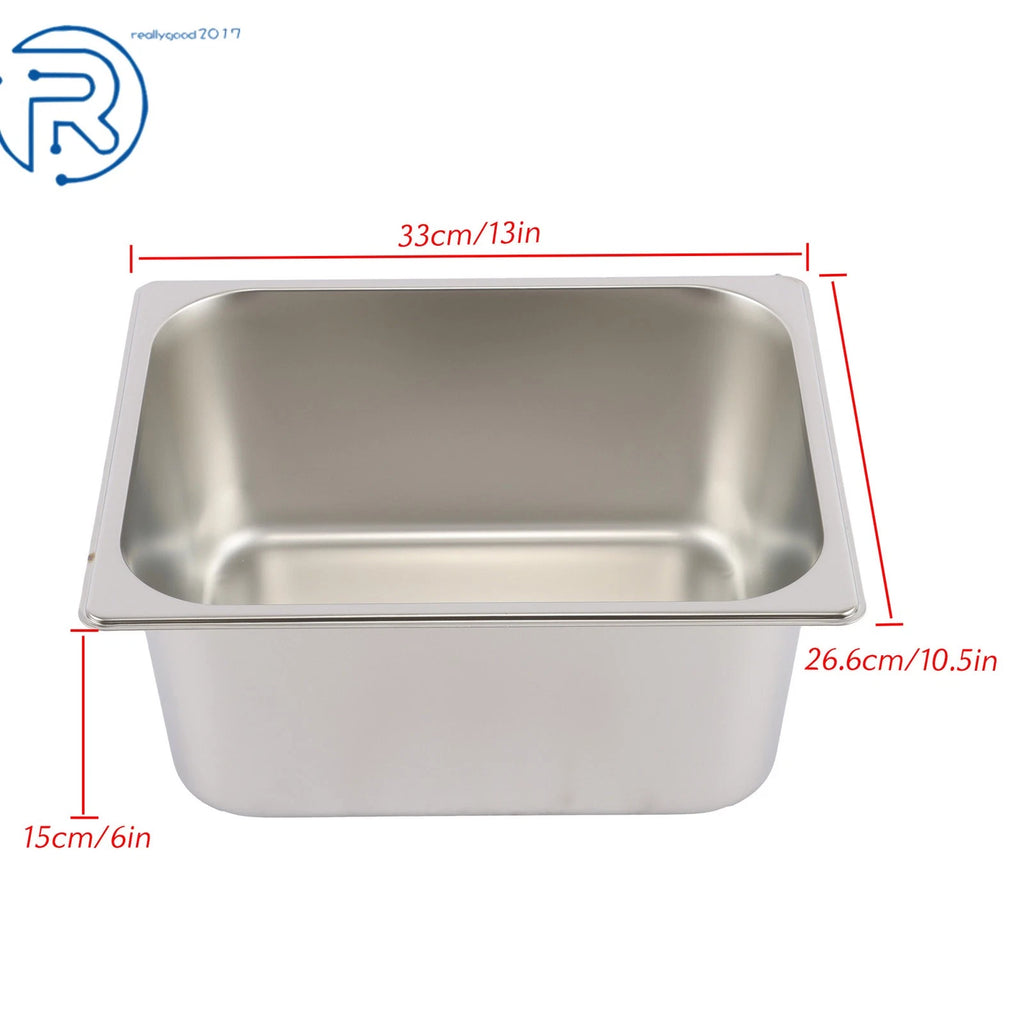 2X Hotel Pans 1/2 Size 6" Deep with Lids Stainless Steel Non-Stick