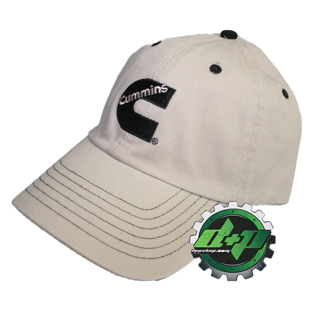 Cummins Diesel Trucker Hat Ball Cap - Tan Khaki with Black Stitching