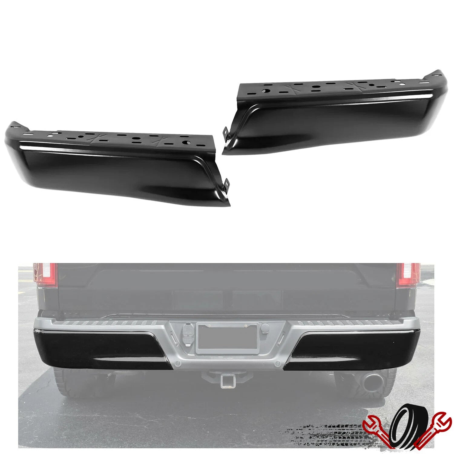 Pair Rear Bumper End Caps for Ford F150 (2015–2020)