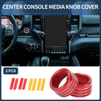 Center Console Audio Media Switch Knob Cover for Dodge Ram (2019-2021) 2 x Red