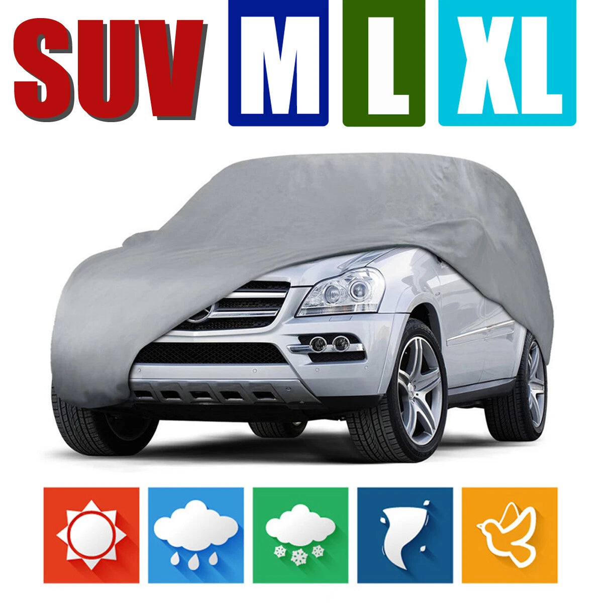 M-3XL Full SUV Car Cover for SUV/Truck (Universal, Waterproof, All Weather)
